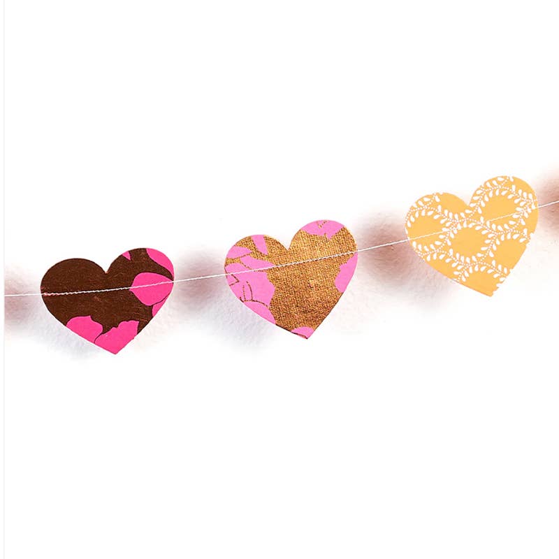 Matr Boomie Fair Trade - Wholesale Bunting/Garland - Hearts Recycled Paper Garland - Eco Friendly Tree Free Decor1