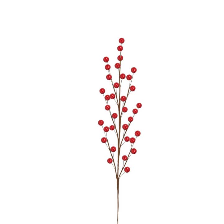 Jacobson - Wholesale Artificial Plant - 18"L Shiny Berry Spray X7 - Hand Wrapped Stem0