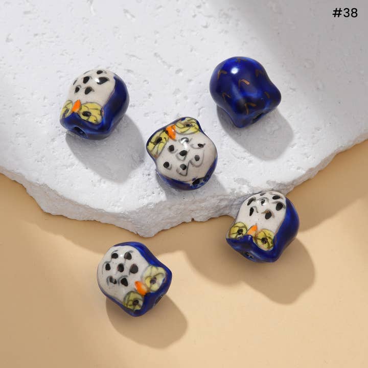 Beads Creation - Wholesale Beads - Hand-Painted Animal Ceramic Large Hole Beads Jewelry ORG30417