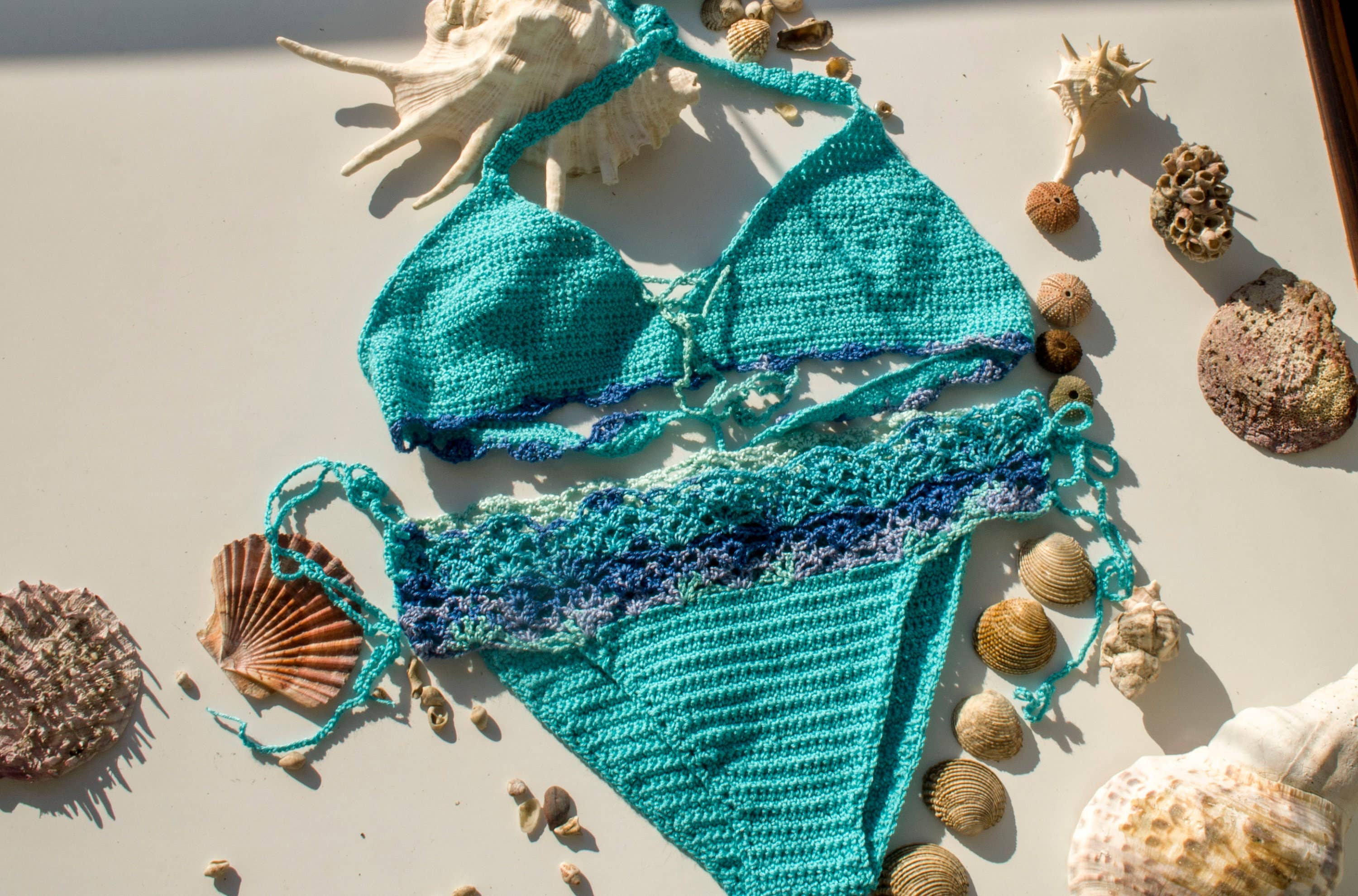 mayAqua - Vente Maillot de bain deux-pièces – femme - Bikini en crochet, ensemble de bikini brésilien, bikini triangle bohème3