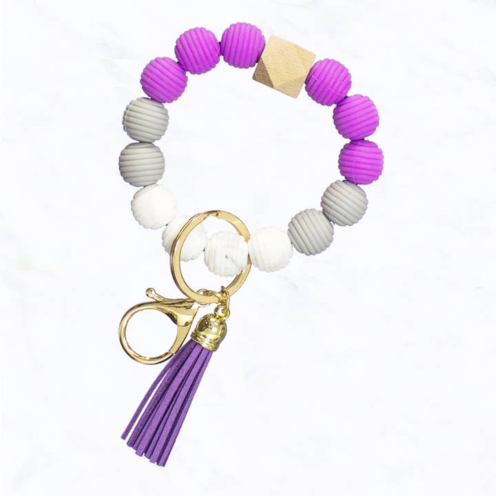 Suzie Q USA - Wholesale Keychain – Women's - Colorful Rope Pattern Round Silicone Key Ring & Keychain3