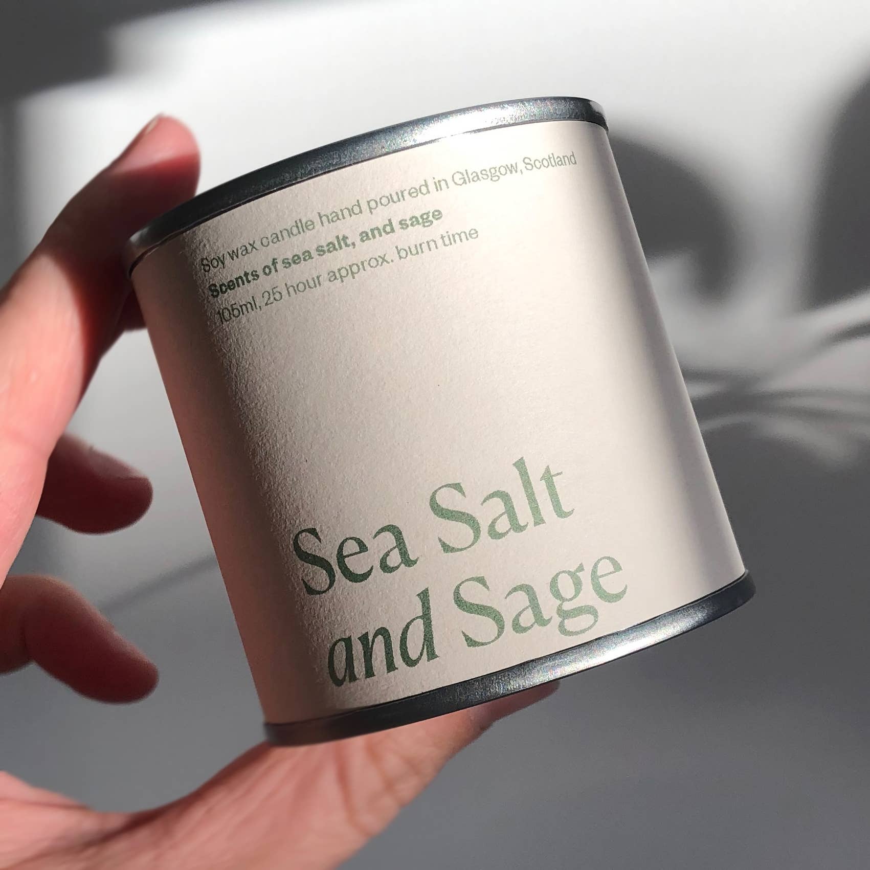 Lovat Press - Wholesale Travel Candles - Sea Salt and Sage Soy Wax Candle Tin