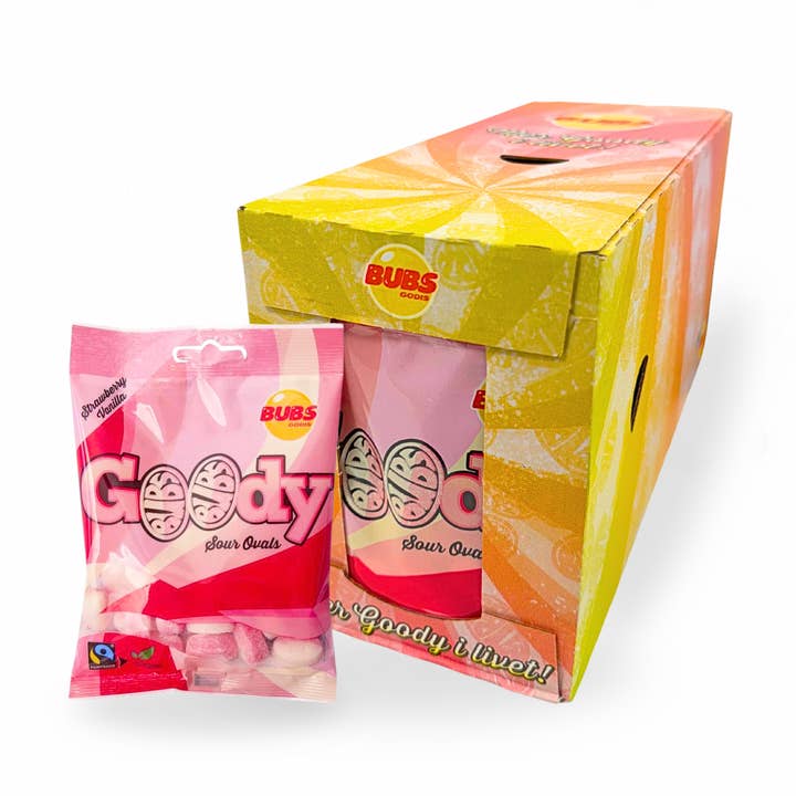 Bubs Strawberry & Vanilla Goodie – 90g Swedish Vegan Candy för wholesale av Nordicbangers - Swedish Candy Supply