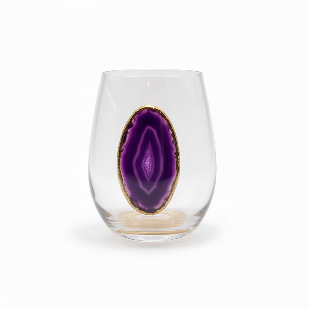 Zim Designs - Wholesale Wine Glass - Agate Handmade Stemless Wine Glass5