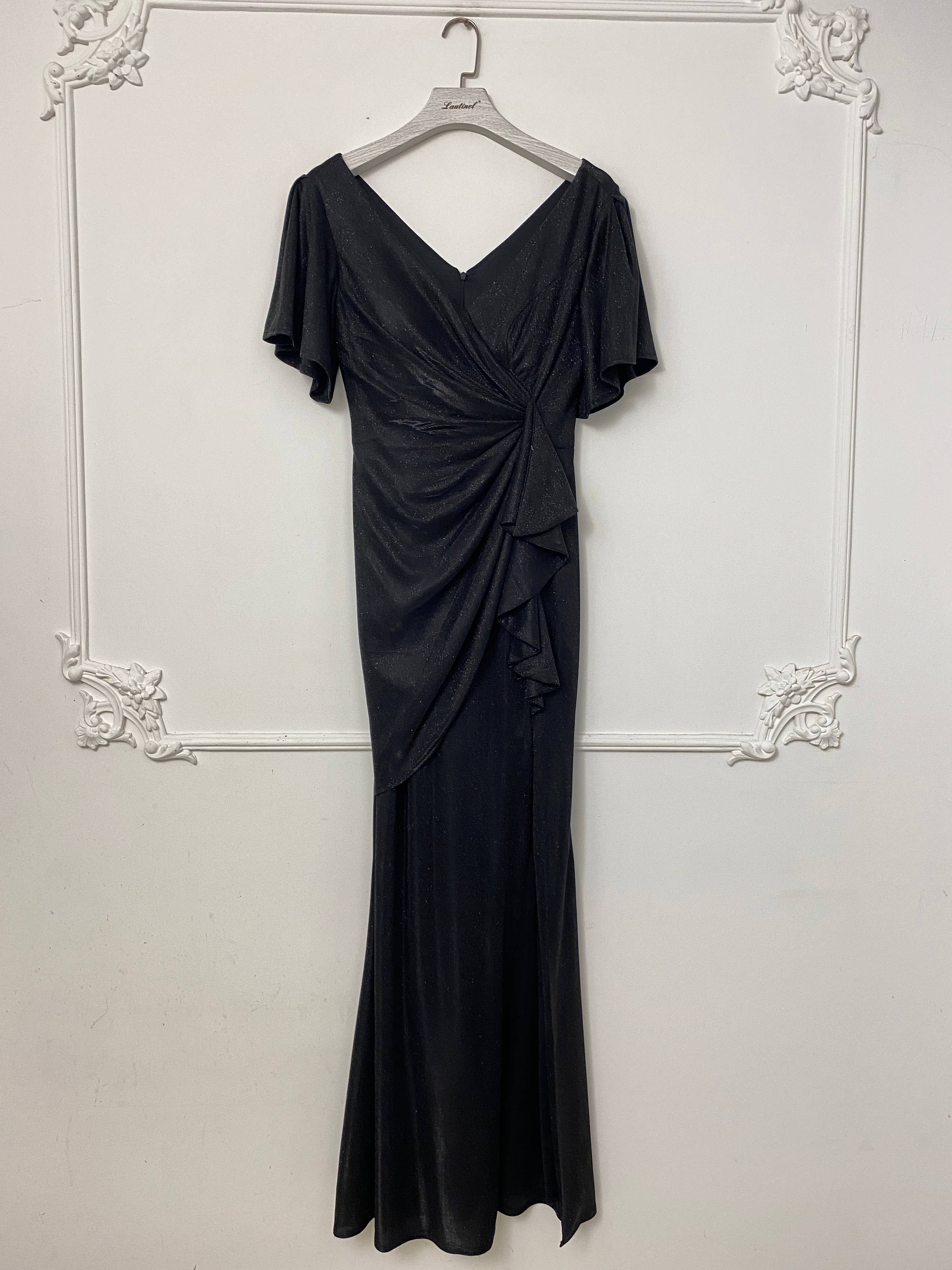 Lautinel – Vestido comprido - Mulher por atacado – Vestido de festa justo com paetês e fenda R183711