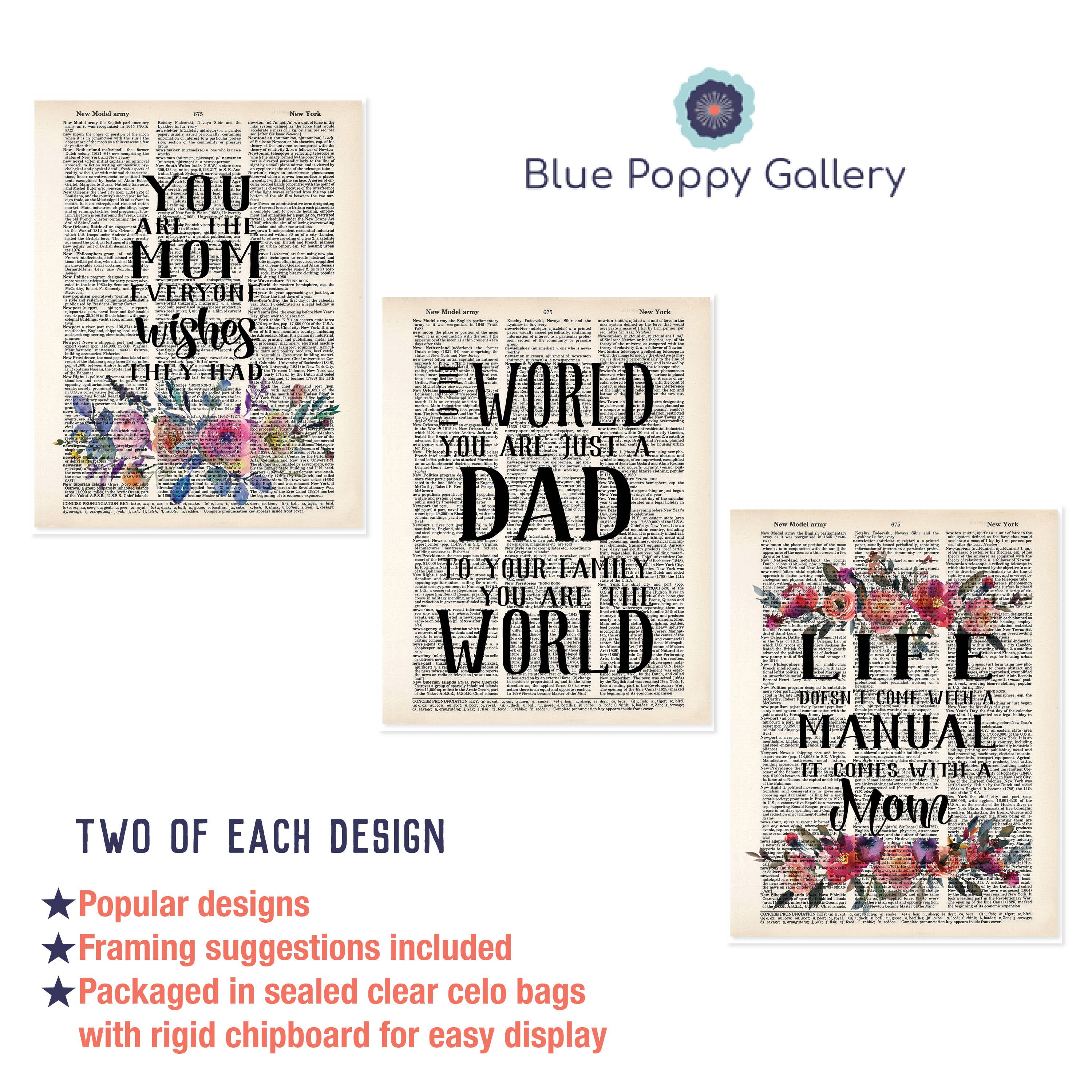 Blue Twist & Co - Wholesale Art Print - Dictionary Print Family and Friends Bundle - 18 Total Prints3