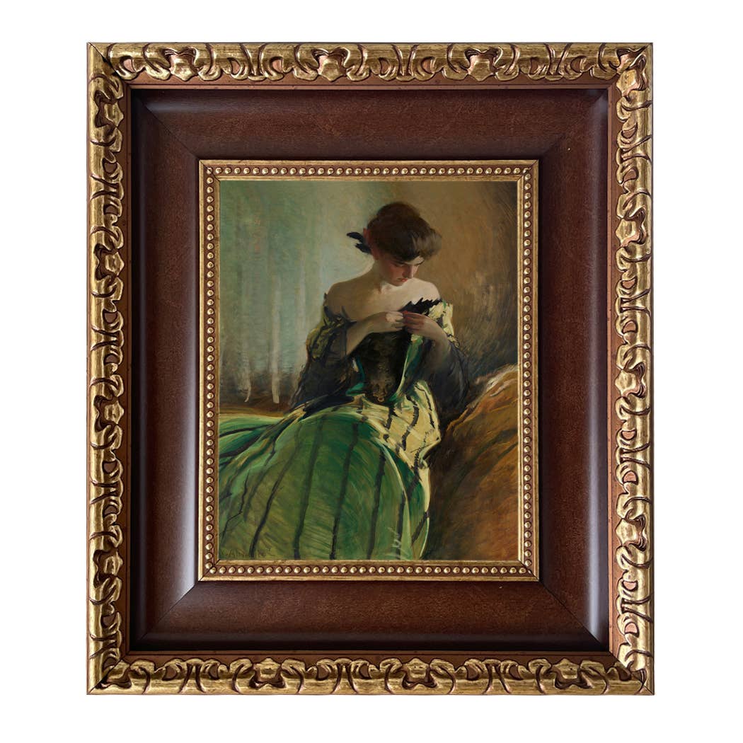 Madison Bay Co. - Historical Home Decor Reproductions - Vendita all'ingrosso Stampa artistica - Stampa su Tela Vintage di Donna in Abito Nero e Verde52
