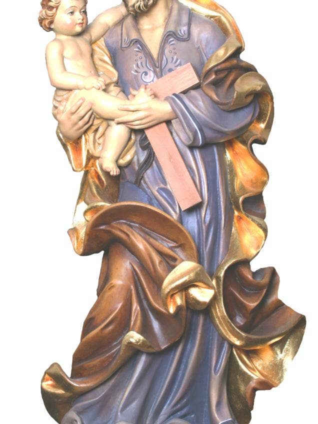 Saint Joseph with Child wood carved 8222 for wholesale by Dolfi