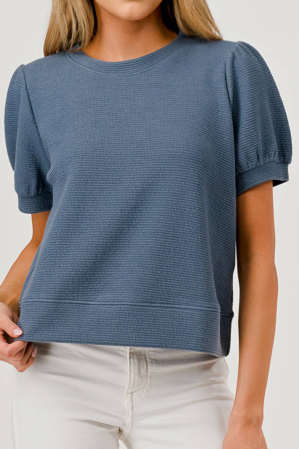 Tres Bien, Inc - Wholesale Knit Top - Women's - ROUND NECK PUFFY S/S CLOUDY KNIT TOP12