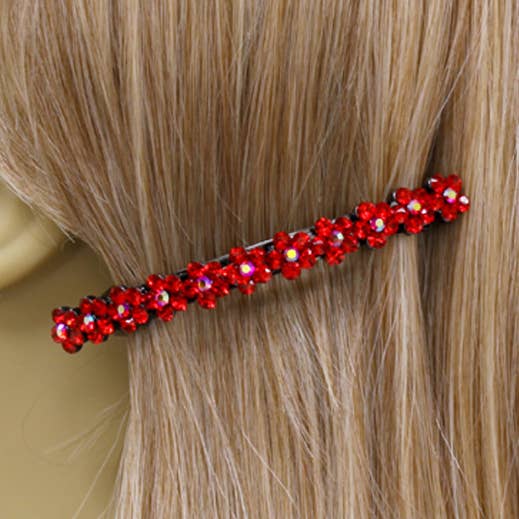 Austrian Crystal Flower Daisy Covered Large Hair Barrette for wholesale by Double Accent