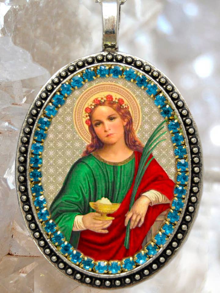 Sainte Agathe de Sicile – Patronne contre le cancer du sein, fondueuse de cloches, protectrice contre le feu, de Palerme, des victimes de viol, des nourrices ; médaille religieuse pour la vente par MariaSantissimaShop