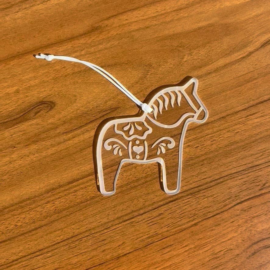 Scandinavian Hearts - Wholesale Ornament - Dala Horse Clear Acrylic Laser Cut Hanging Home Decor6