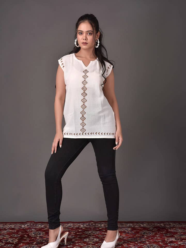 Meghcraft - Wholesale Tunic - Women's - Organic Cotton Summer Top | Women Sleeveless Tunic1