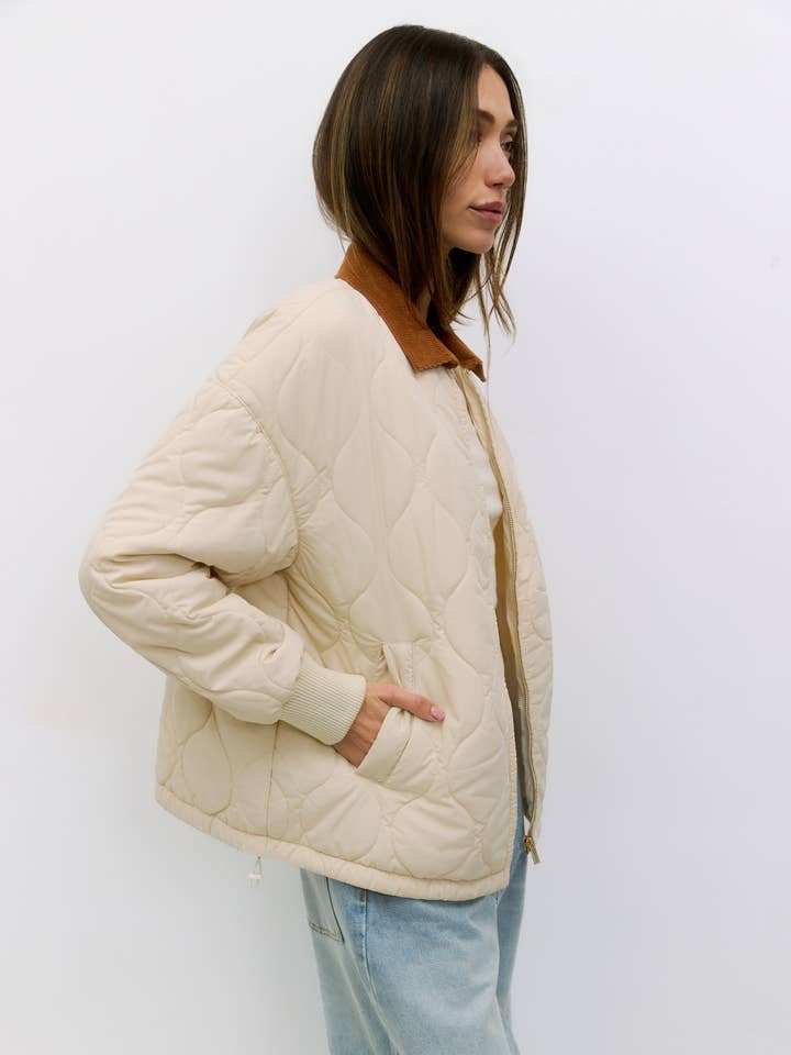 CREAM The Annie Jacket | Puffer Barn Jacket with Contrast Collar for wholesale on Faire8