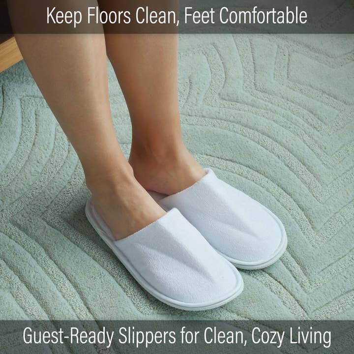 Appearus Products Corp. - Wholesale Slippers - Unisex - Case of 100: Disposable Closed Toe Fine Terry Spa Slippers4