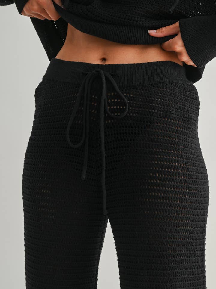 Mono B - Wholesale Pants - Women's - Breezy Crochet Wide-Leg Pants