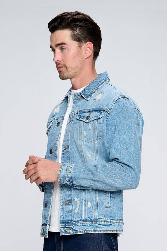 patrol jeans - Vendita all'ingrosso Giacca di jeans - Uomo - Giacca di jeans da uomo con effetto consumato13