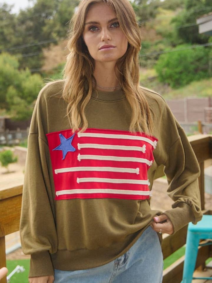 Felpa con toppa con bandiera lavata con acido per la vendita all'ingrosso da parte di Oddi