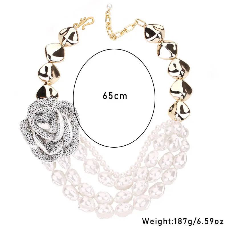 DUA MENKA - Vente Colliers à pendentif - Collier Pendentif Vintage Perle & Rose – Bijoux Audacieux3