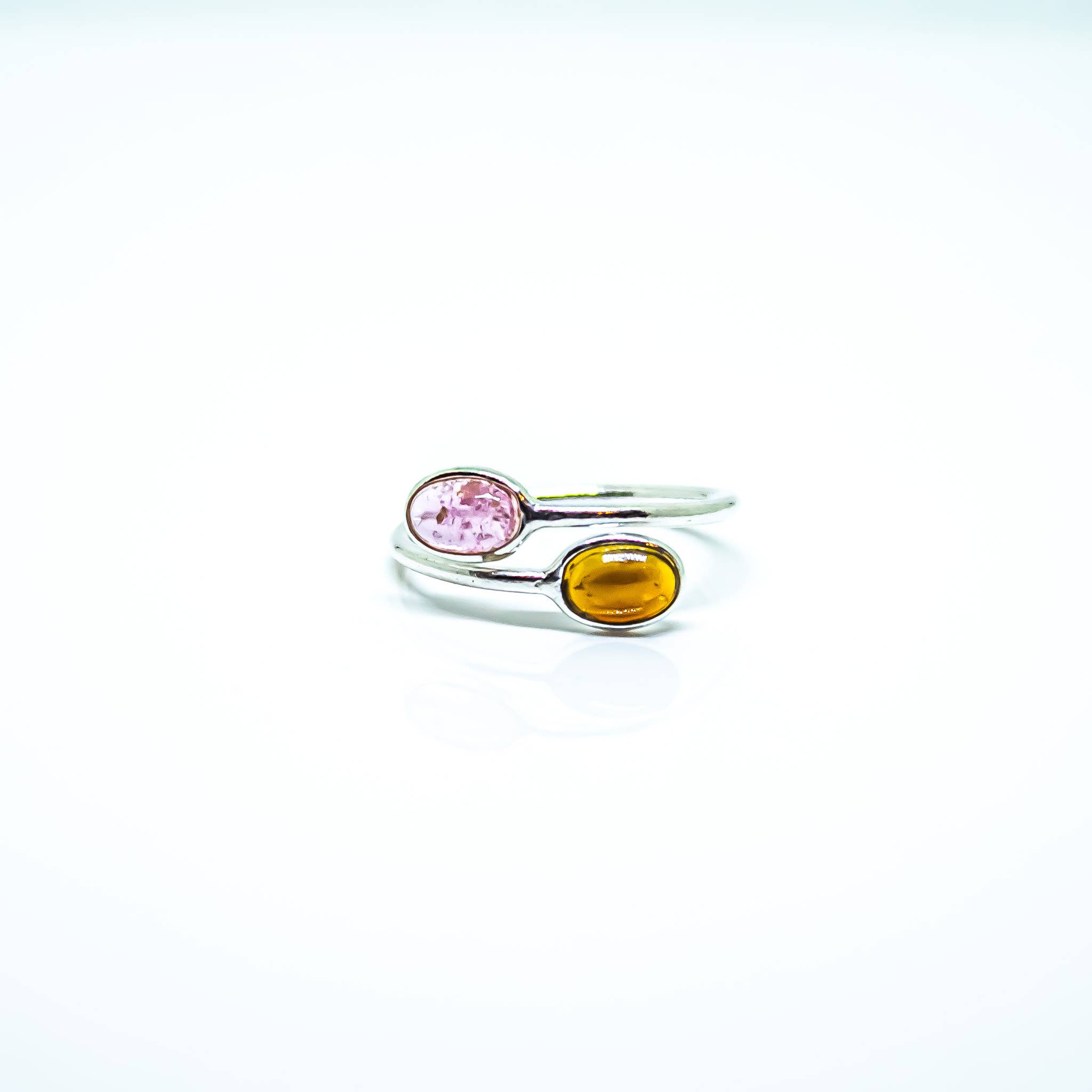 Quasar Gems USA - Vente Bague avec plusieurs pierres - Bague en tourmaline rose/orange en argent sterling 925 ajustable0