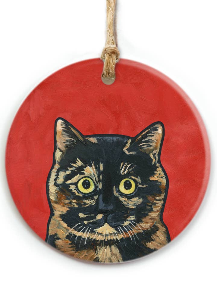 Tortie Cat Ornament for wholesale by The Cheery Pet