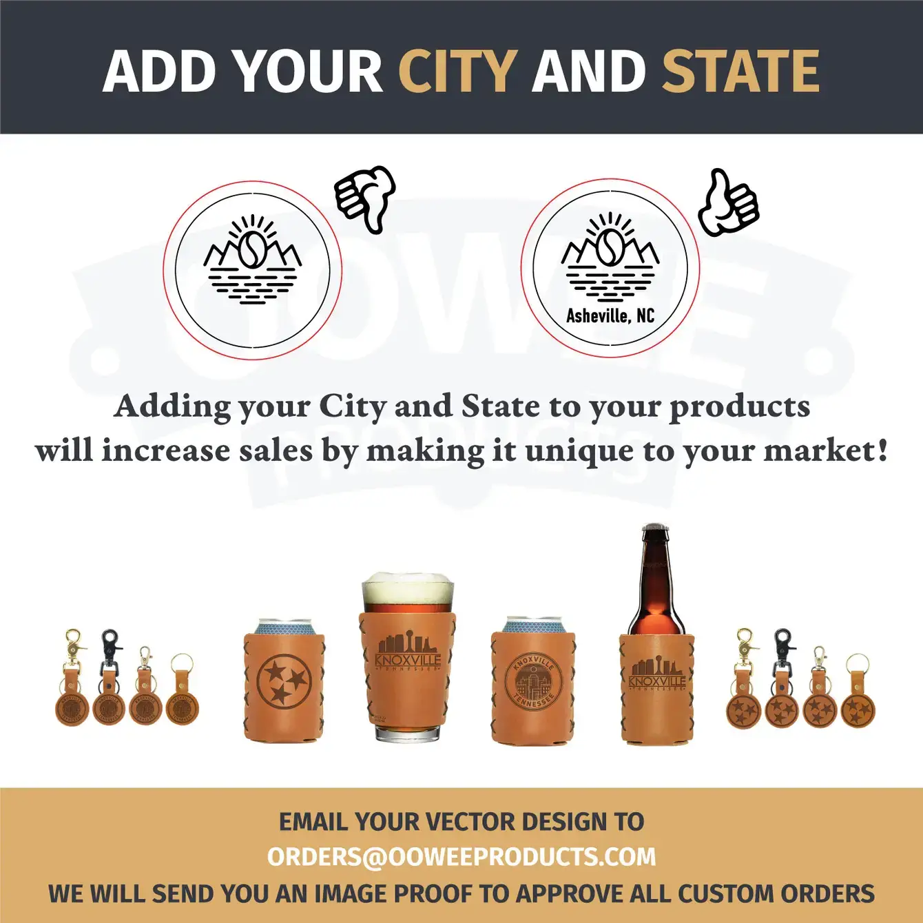 Oowee Products - Wholesale Drink Huggers & Koozies - Customizable Genuine Leather Can Holder Sleeve 1