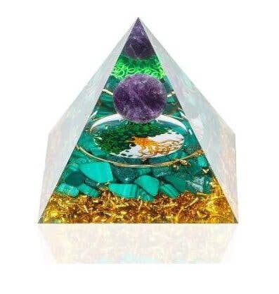 Designs by Deekay Inc. - Wholesale Spiritual Stone/Crystal - Malachite Orgonite Crystal Pyramid (80 Mm)