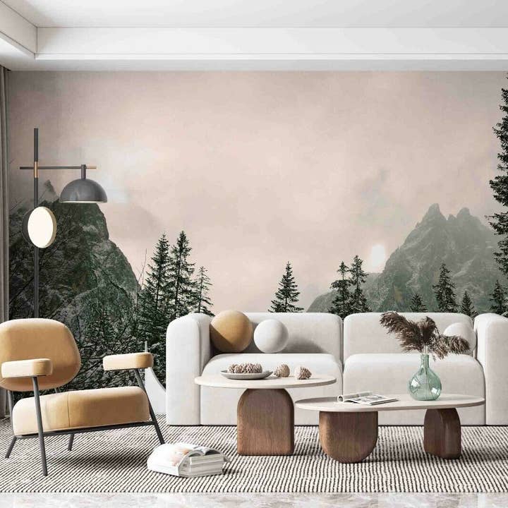 3D Boom Berg Wolk Lucht Muur Muurschildering Behang YXL 858 voor wholesale door Jess Art Decoration