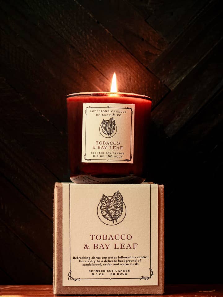 Tobacco and Bay Leaf | Luxury Soy Candle for wholesale by Lodestone Candles | Luxury Soy Candles