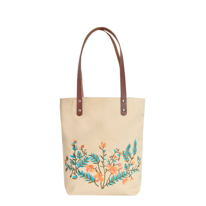 Sac fourre-tout en toile pour femmes brodé de fleurs pour la vente par ecojutebags