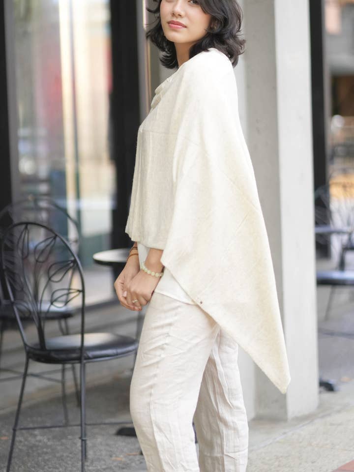 Cashmere Poncho Ivory for wholesale on Faire6