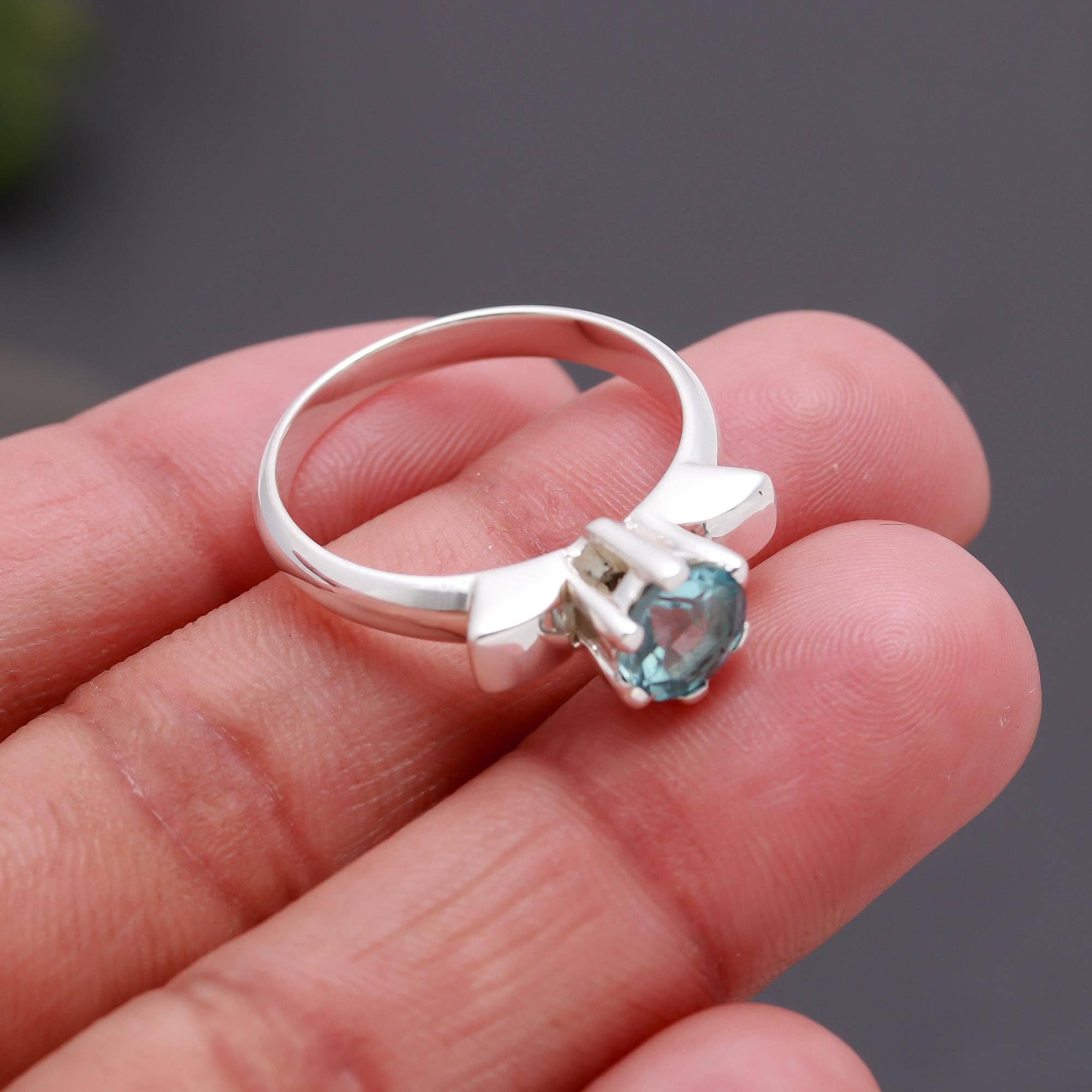 AG 925 JEWELLERY – wholesale Single stone/solitaire ring – 925 Silver Classic Aquamarine Solitaire Ring2