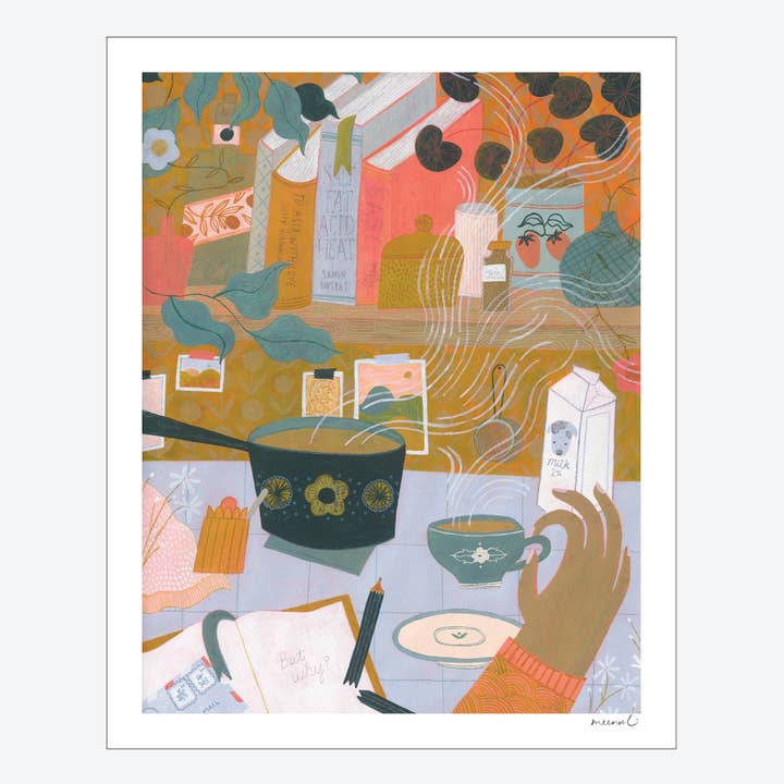 Morning Cha Moment Art Print for wholesale by Meenal Patel Studio
