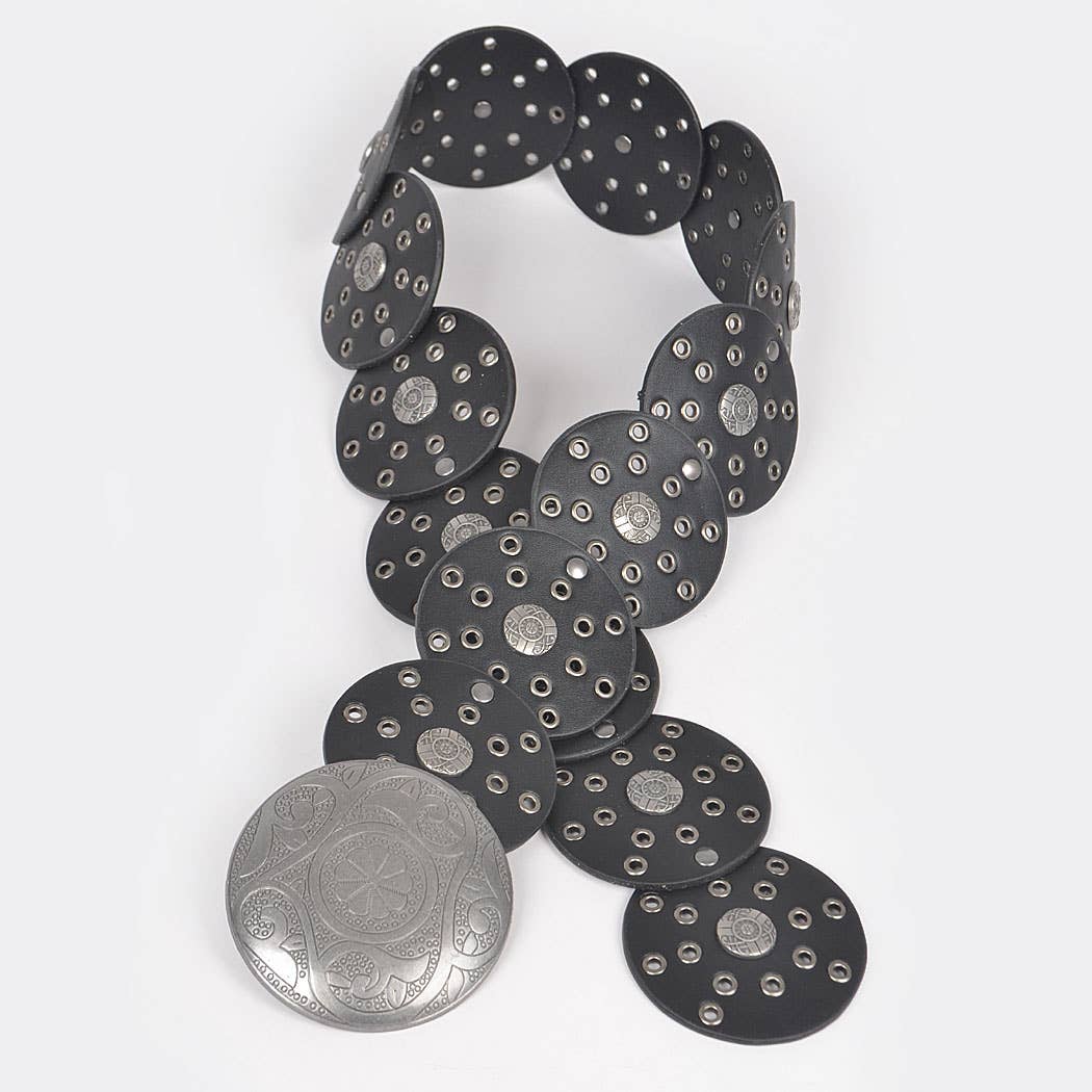 3AM BY H&D ACCESSORIES – Großhandel Gürtel – Damen – Western-Gürtel aus Kunstleder mit runden Ösen und silberner Schnalle3