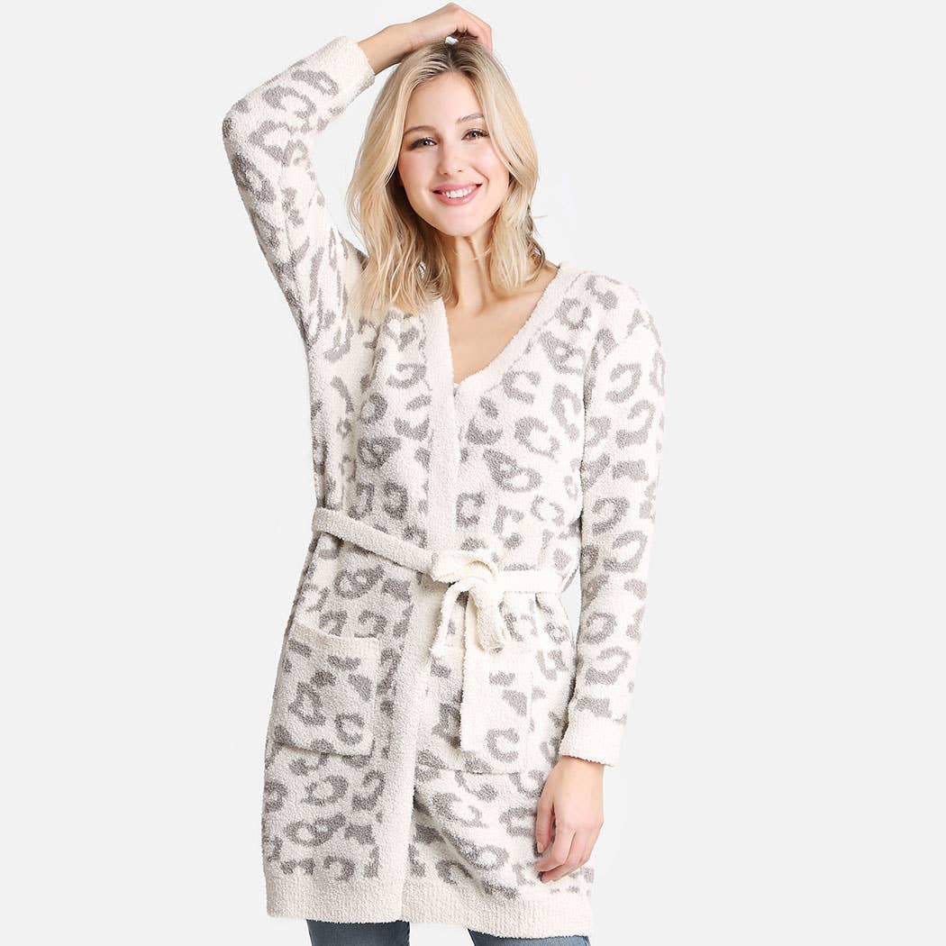 Fashion City - Venta al por mayor Bata - Mujer - Bata suave para mujer con estampado de leopardo, bolsillos y cinturón14