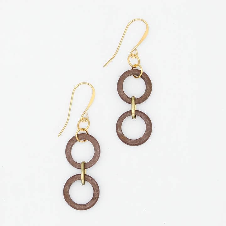 Brown Double Link Drop Earrings for wholesale by Sylca Designs