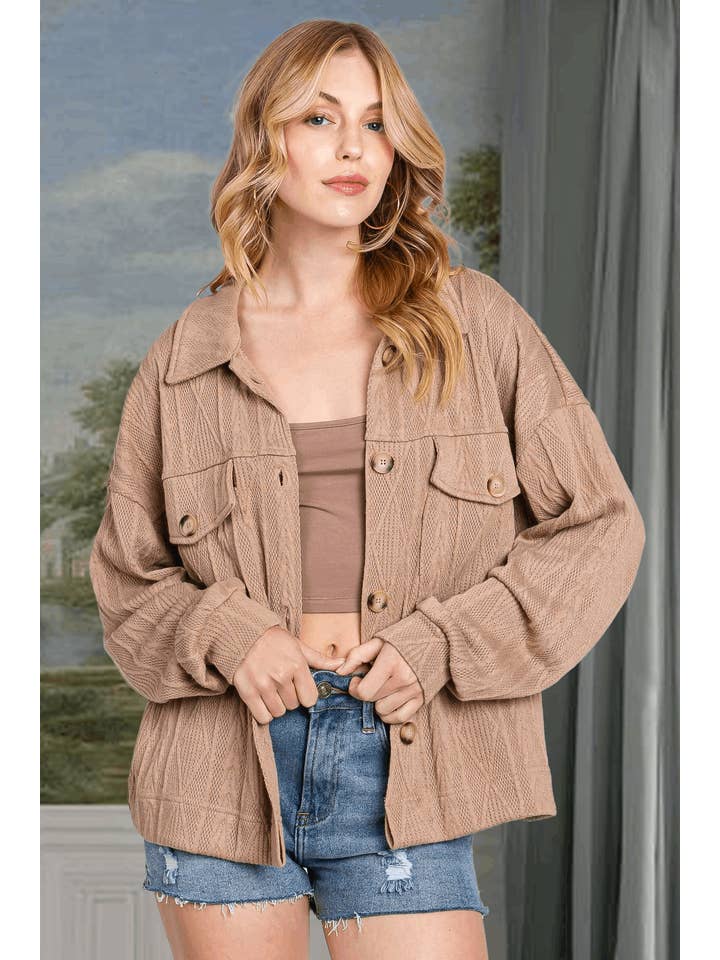 ELLEBORN - Wholesale Shirt Jacket/Shacket - Women's - Textured Relaxed Jacket-3393T