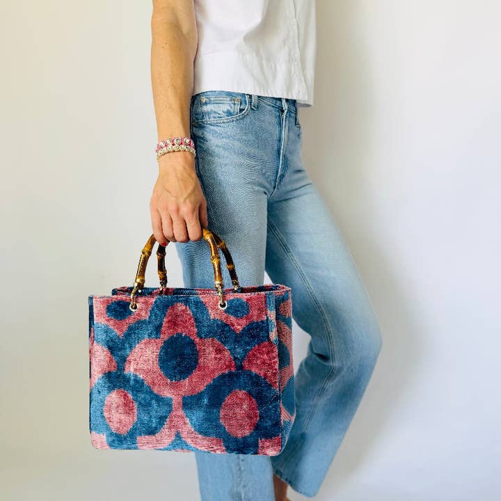 Pink and Blue Patterned Small Avery Bamboo for wholesale by Baldiz