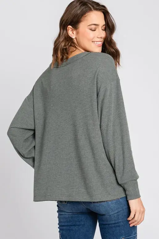 Dk Olive Thermal Long Sleeve Top - T31146 for wholesale on Faire3