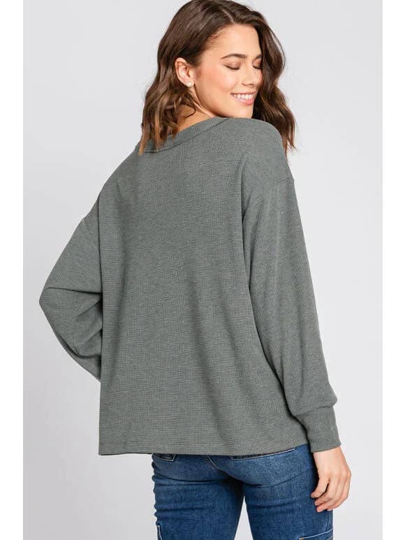 Dk Olive Thermal Long Sleeve Top - T31146 for wholesale on Faire3