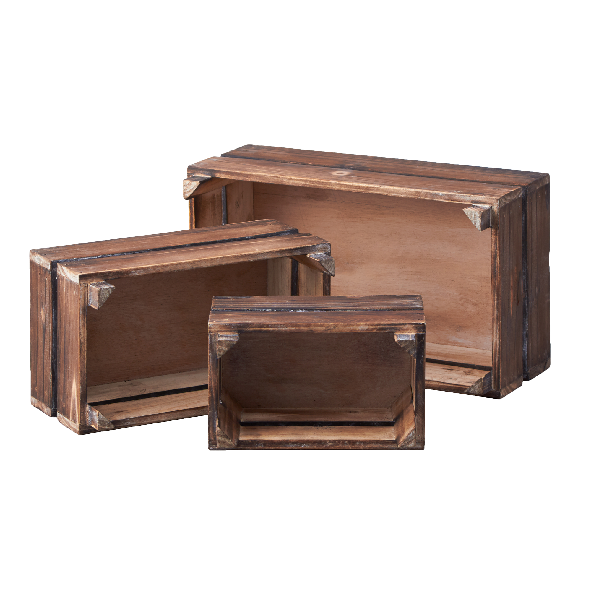 Portofino International Trading, USA - Wholesale Decorative Box - Decorative Rustic Wood Crate 3 Piece Set0
