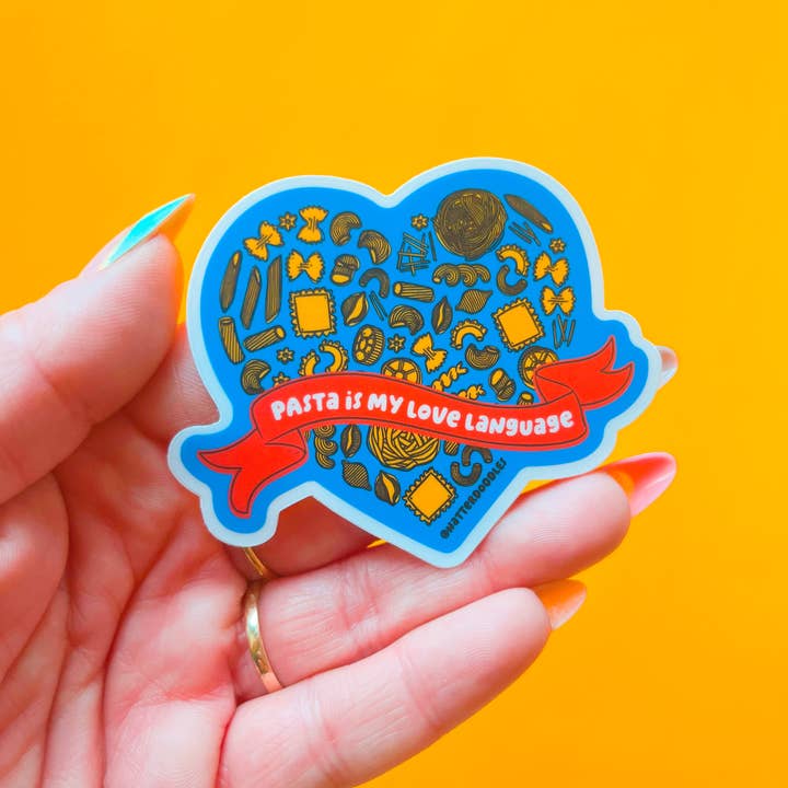 NatterDoodle - Wholesale Sticker - Pasta Is My Love Language Sticker – Heart Noodle Food Lover 4