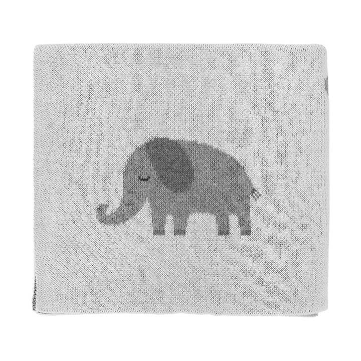 Stickad babyfilt - Elefanter, vit-grå för wholesale av Little Otja