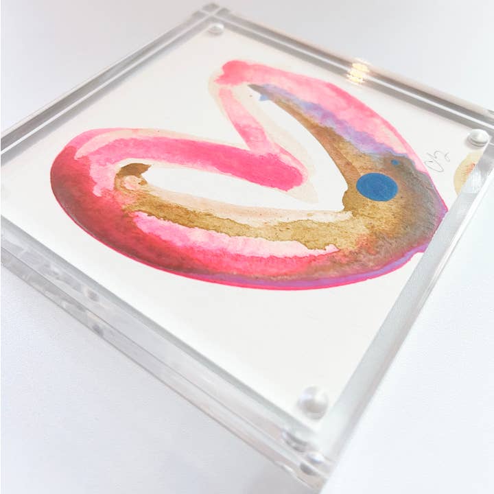 Bloc acrylique encadré Drippy Heart pour la vente par Carrie Song Art