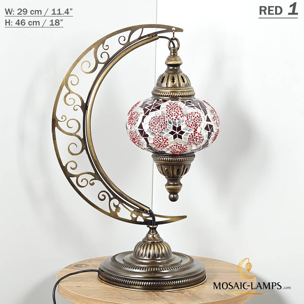 Mosaic Lamps - Wholesale Accent/Desk Lamp - 10+ Colors - Moroccan Moon Table Lamp, Arc, Murano Crescent66