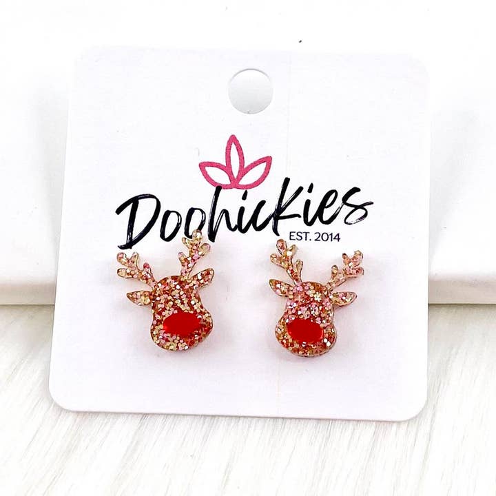 Rudolph Reindeer Studs - Christmas Earrings for wholesale by Doohickies