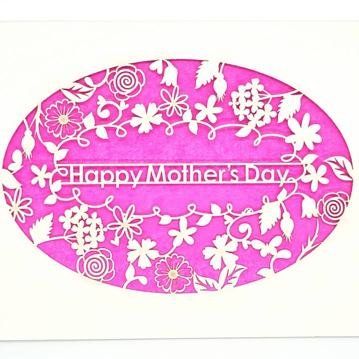 Happy Mother's Day Laser Cut Card with Flowers for wholesale by two hermanas