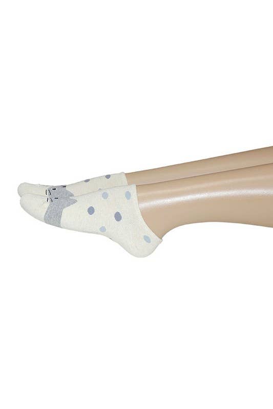 Assorted Color Youmita Women's No Show Cat Polka Dot Print Socks-YM48-SOX-6 for wholesale on Faire1