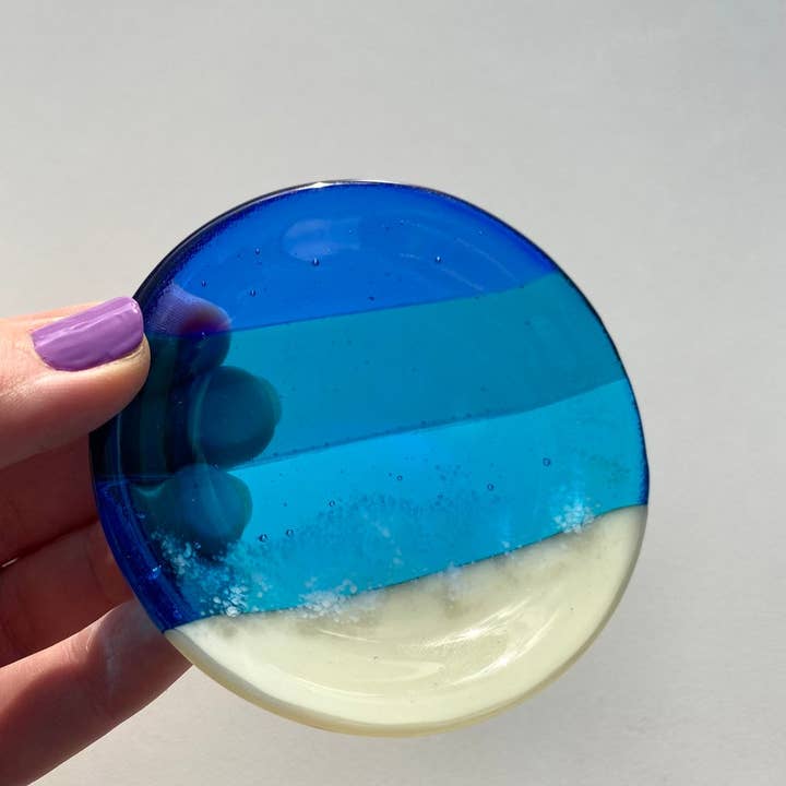 Ocean Fused Glass Ring Dish for wholesale by Lilikoi Art Studio