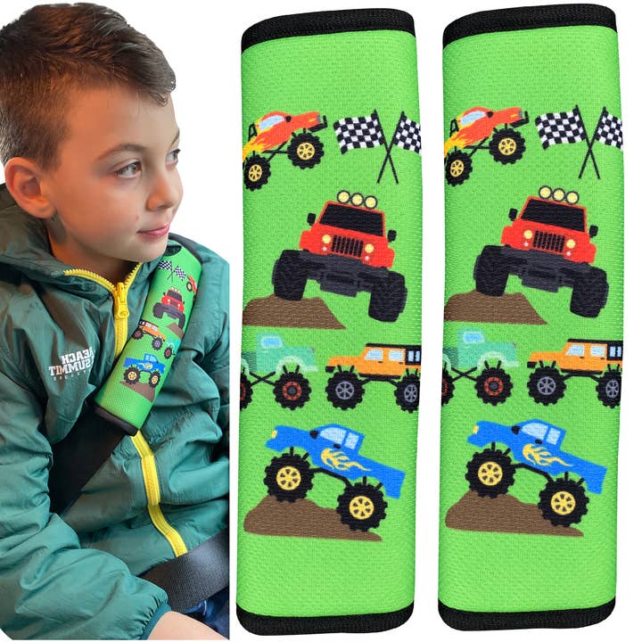1x/2x Monster Truck Cars Kids Car Seat Belt Pads Belt Protector for wholesale by HECKBO